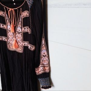 Free People Colorful Crinkly Tunic + Embroidery Sm
